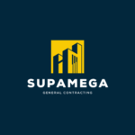 Blue and Yellow Modern General Contracting logo Design